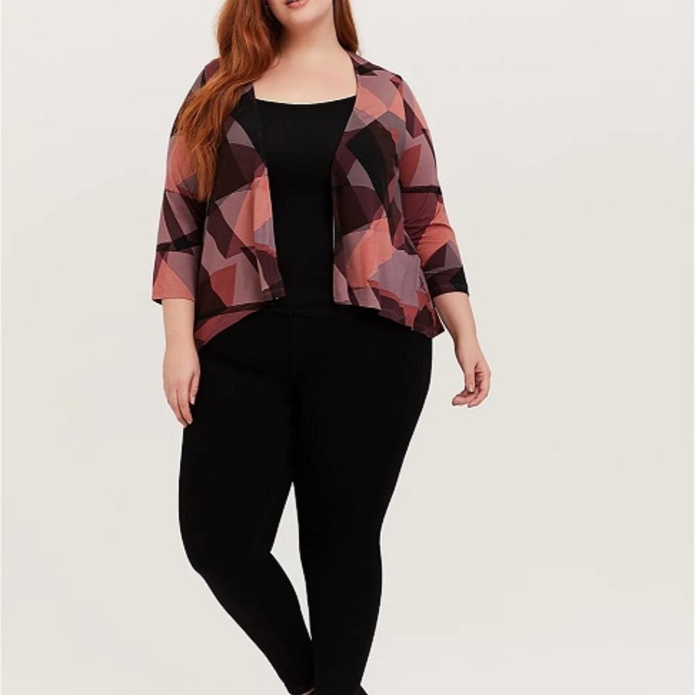 TORRID Super Soft Purple Geo Hi-Lo Cardigan Top